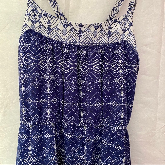 Navy blue & white cross back summer dress size xl - Picture 3 of 8